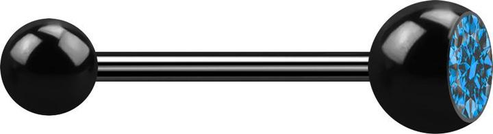 Produktbild Star Piercing Micro Barbell schwarz mit Kugel und Kugel Kristall hellblau (ohne Messing, Chirurgenstahl 316L)