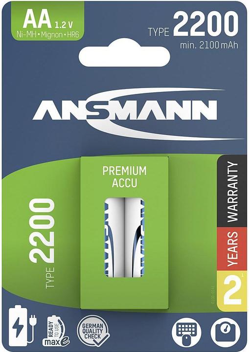Ansmann Batterie ANS MaxE Mignon 2,1A 2er (2 pcs, AA, 2100 mAh)
