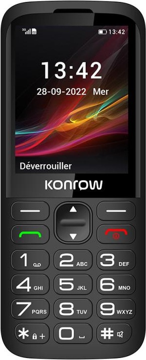 Actual product image Konrow Senior 280 (2.8" Screen - Dual Sim - With Charging Station) Black (2.80", 2G)