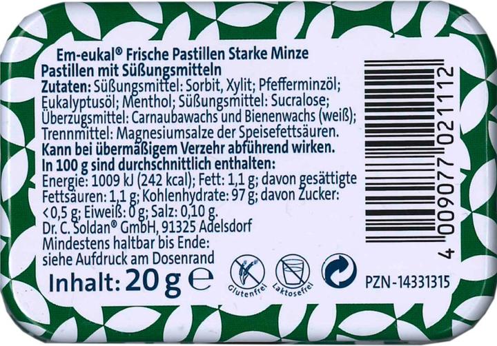 Immagine prodotto Em-eukal Pastiglie fresche di menta forte senza zucchero con xilitolo (20 pz., 20 g)