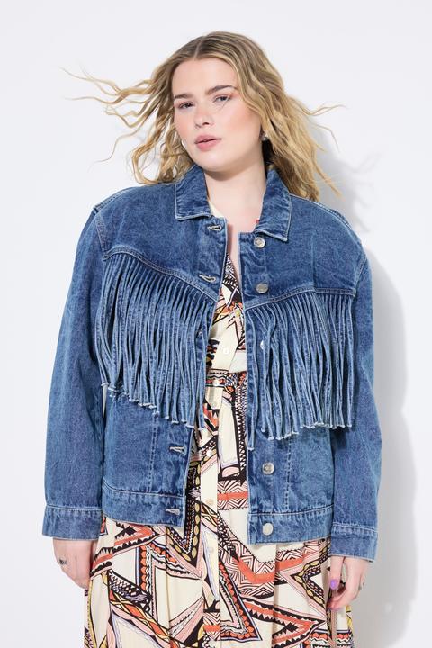 Image du produit Studio Untold Veste en jean à franges, coupe Boxy Shape (58)