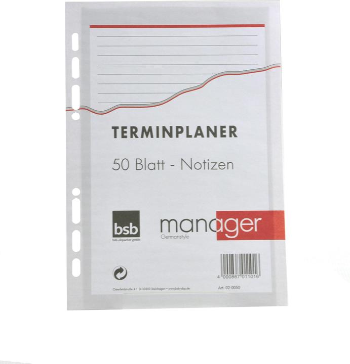 Produktbild BSB-Obpacher Einlagen für Timer ca. A5, Notizen liniert (A5)