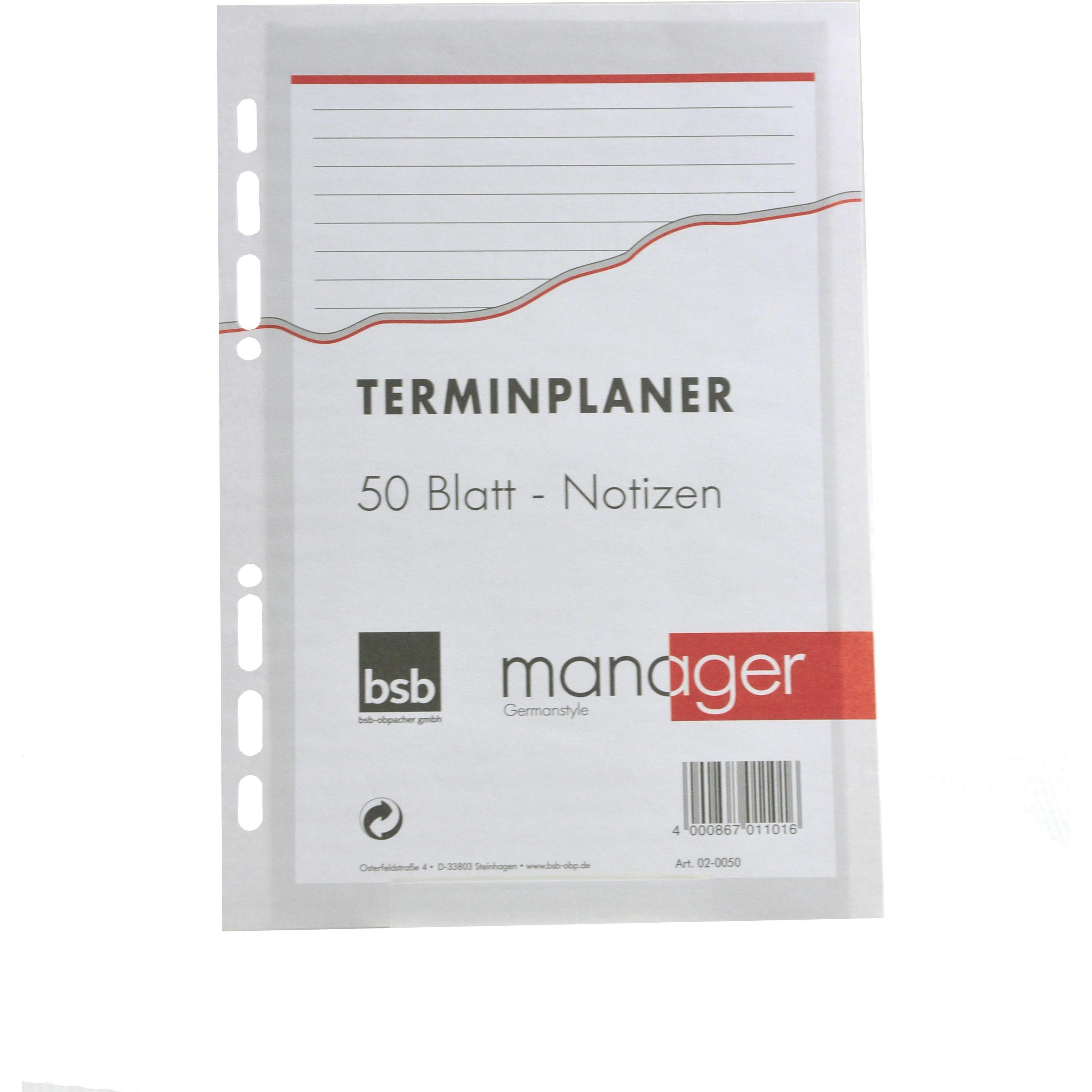 BSB-Obpacher, Heft + Block, Einlagen für Timer ca. A5, Notizen liniert (A5, Liniert, Kein Einband)