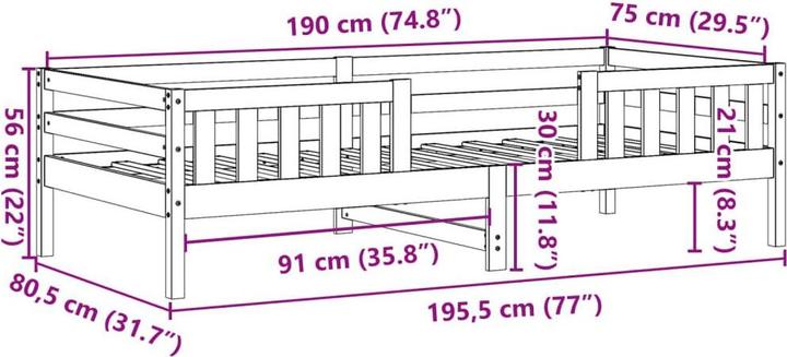 Actual product image vidaXL Bettgestell (75 x 190 cm)