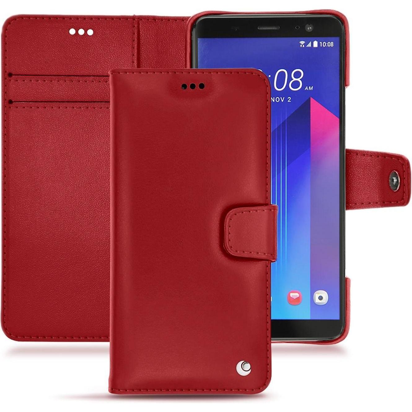 Noreve Lederschutzhülle Wallet (HTC U11+), Smartphone Hülle, Rot