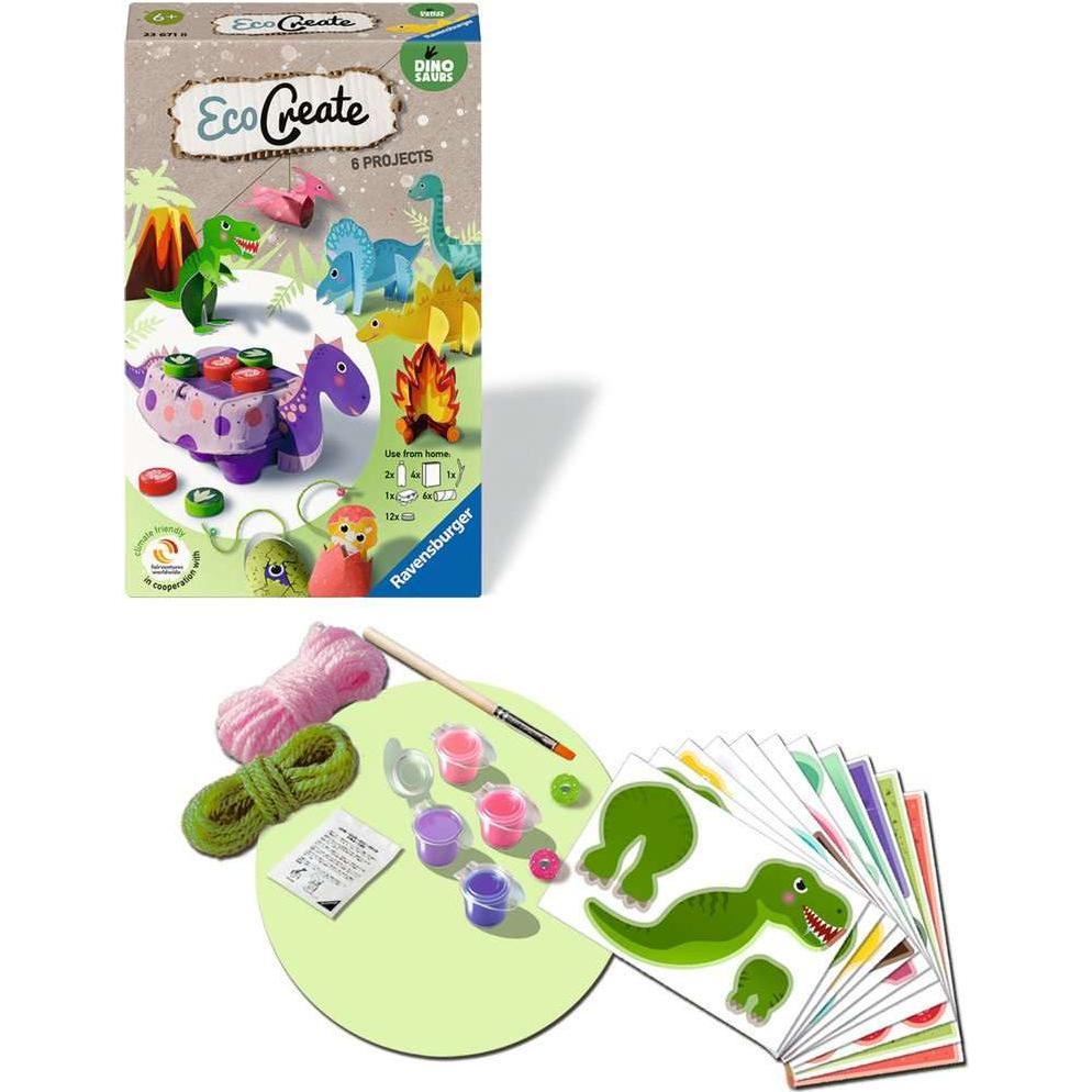 Thumbnail - Ravensburger EcoCreate 23671 - Roar with the Dinosaurs - DIY Bastelset für Kinder ab 6 Jahren