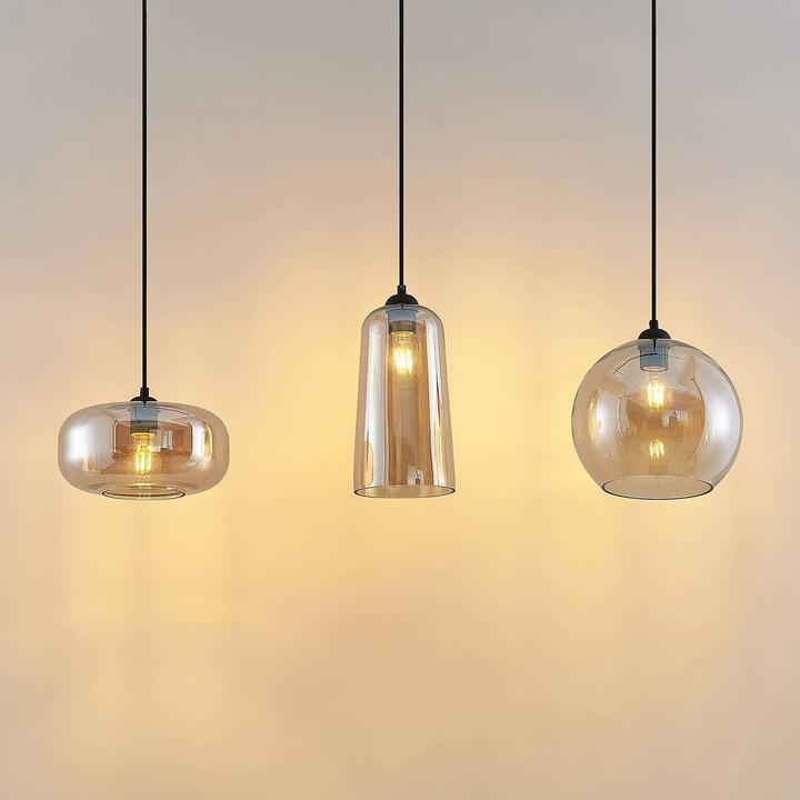 Produktbild Lucande Wilja 3 Pendelleuchte Amber (E27)
