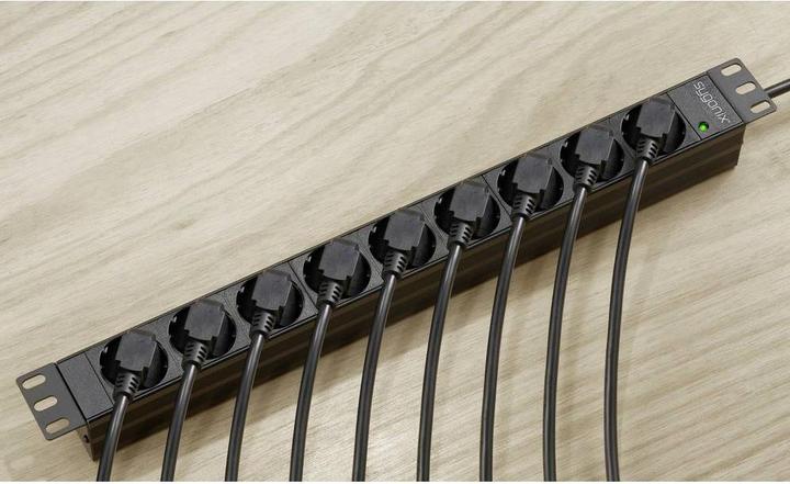 Produktbild Sygonix SY-5799004 Steckdosenleiste 19 Zoll 9fach Schwarz Schutzkontakt 1 St. (9x, CEE 7/3, 1.80 m)
