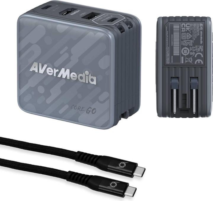 Produktbild AVerMedia Ladedock, Core GO (GC313) Black, 100W GaN, HDMI (100 W, 3 Ports)