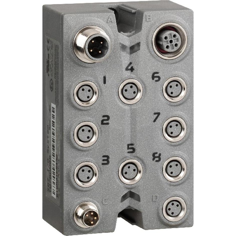 Schneider Electric, Zubehör Antriebstechnik, Erweiterungsblock, TM7, IP67, 8 DE, 24V DC, M8-Steckverbinder TM7BDI8B