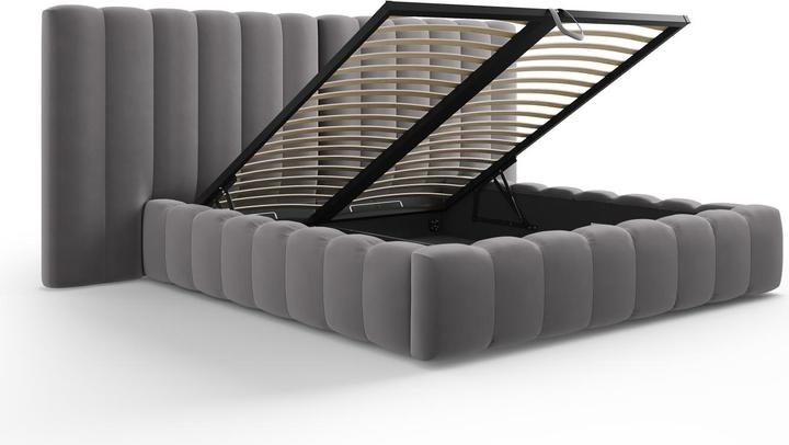 Actual product image Micadoni Velvet Storage Bed With Double Headboard, "Kelp", 230x300x100Made in Europe (180 x 200 cm)
