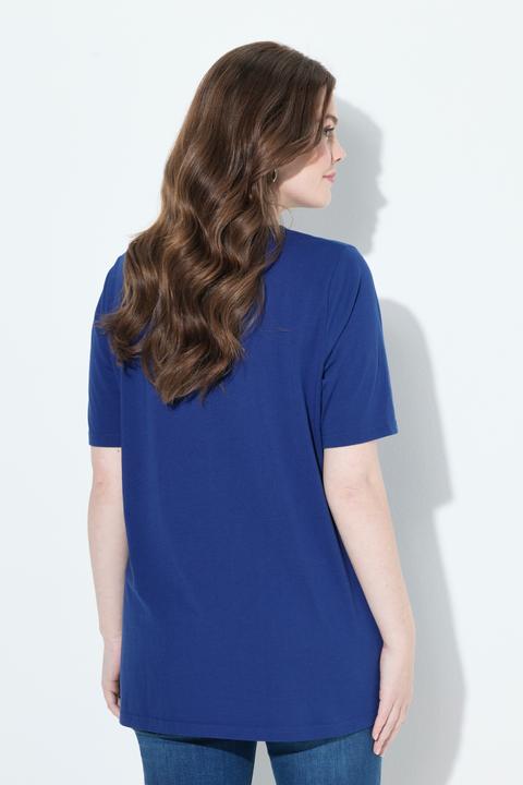 Immagine prodotto Ulla Popken T-shirt dal taglio svasato con stampa con scritta, scollo a girocollo e mezze maniche (56)