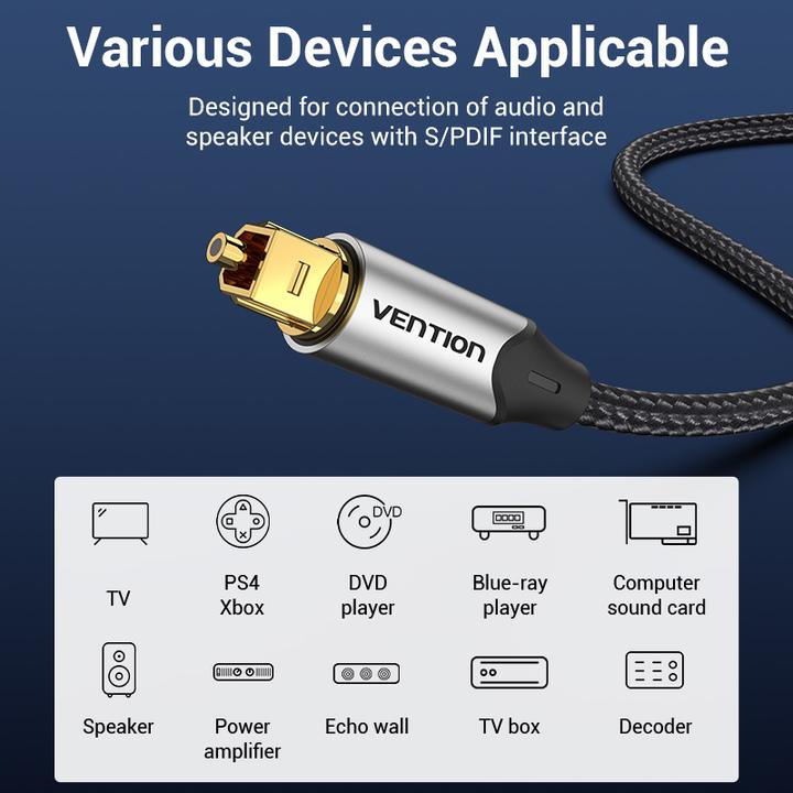 Produktbild Vention Optical Audio Cable 3m BAVHI Gray (3 m, TOSLINK)