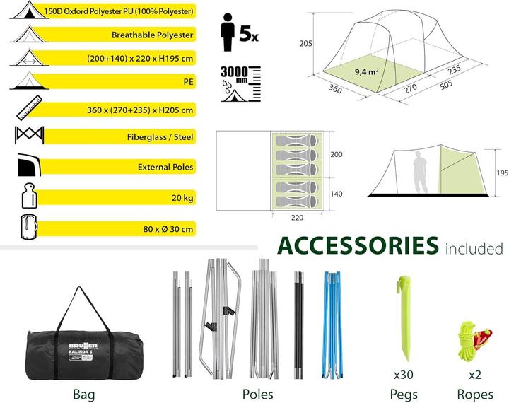 Image du produit Brunner Kalynda 5 (Tente tunnel, 18 kg, 5 personnes)