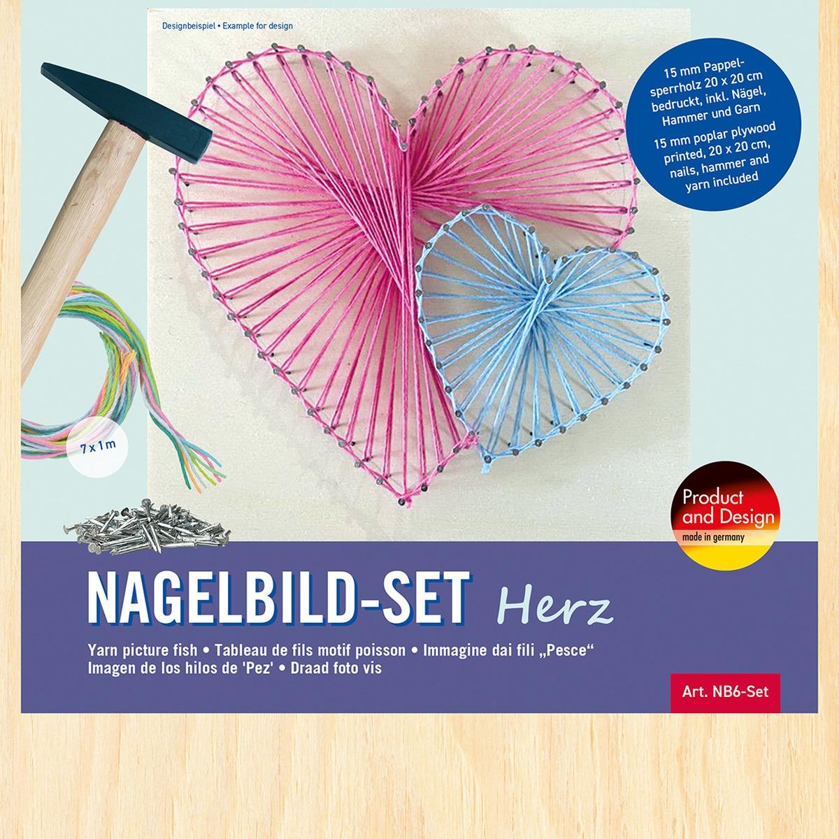 Pebaro Nagelbild-Set, Fadenbild, Fadenspannbild, String Art Bastelset mit Motiv Herz (44113286)