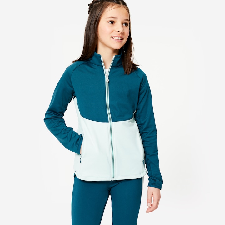 Immagine prodotto Decathlon Giacca da allenamento da bambina aderente - blu/verde (6, 7, 8)
