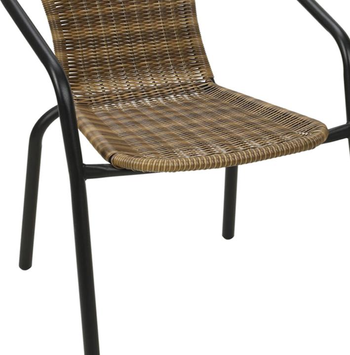 Produktbild Mojawo 4 Stück Stabiler Polyrattan Bistrostuhl stapelbar Cappuccino / schwarz