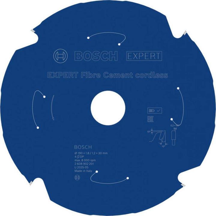 DeWalt Bosch 2608902201 EXPERT cirkelzaagblad - 190 x 30 x 4T - vezelcementplaten