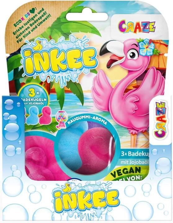 Actual product image Craze Inkee 3 Flamingo bath bombs with jojoba oil (Bath bombs)