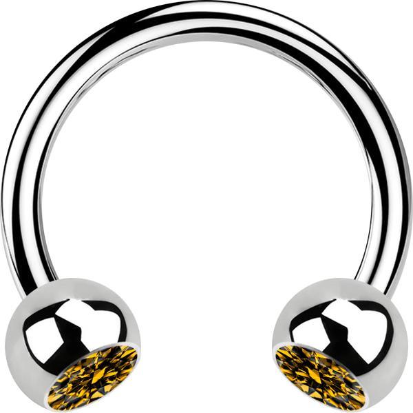 Image du produit Star Piercing Micro Circular Barbell argent avec deux boules de cristal topaze (sans laiton, Acier chirurgical 316L)