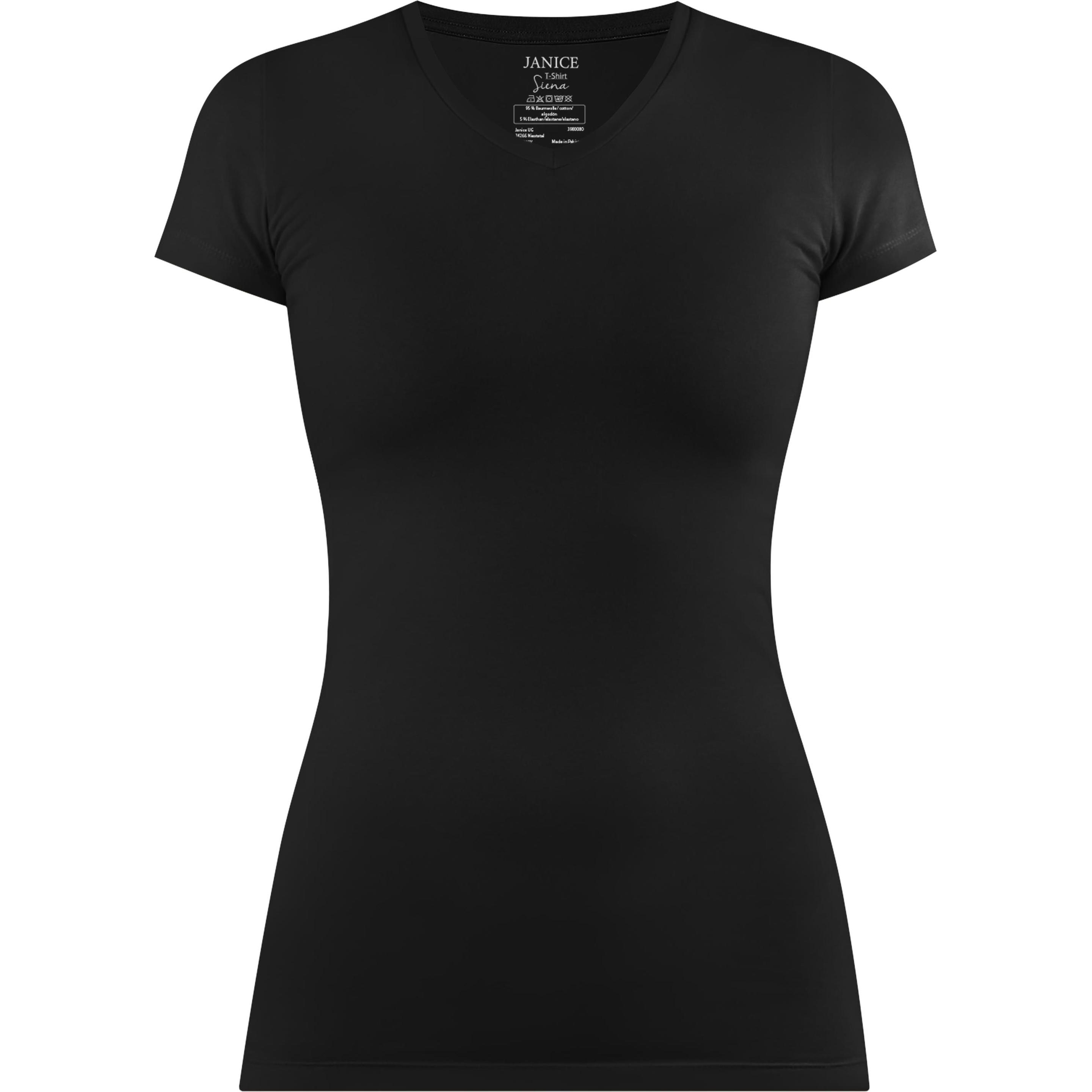 Normani, Damen, Shirt, Figurbetontes T-Shirt mit V-Ausschnitt Siena, Schwarz, (3XL)