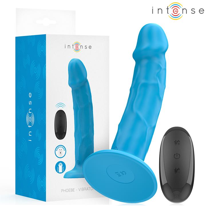 Actual product image Intense Phoebe Realistischer Vibrator 10 Vibrationen Blau Fernbedienung