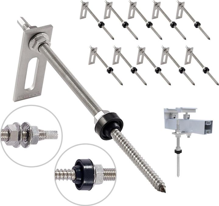 Nuasol Vis à double filetage avec plaque d'adaptation (Matériel de montage du système solaire)