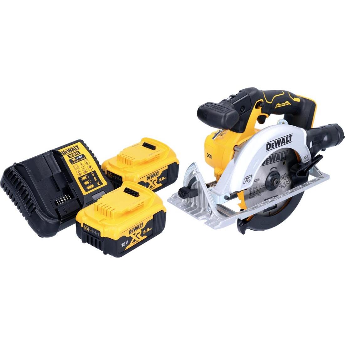 Thumbnail - DeWalt, Handkreissäge, DCS 565 P2 Akku Handkreissäge 18 V 165 mm Brushless + 2x Akku 5,0 Ah + Ladegerät