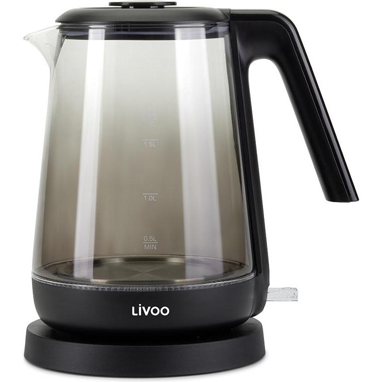 Livoo Wasserkocher aus Glas 1,7 L, Waterkoker, Zwart