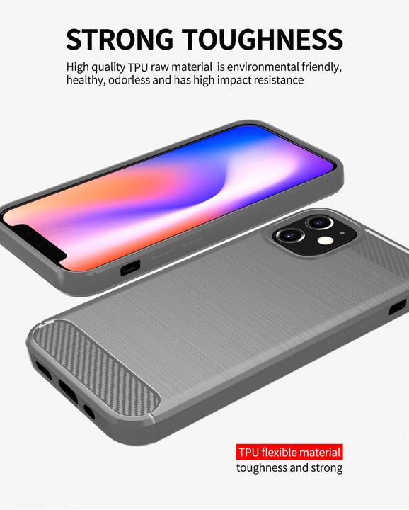 Actual product image Cadorabo TPU Ultra Slim carbon stainless steel Combi Cover (Apple iPhone 12 mini)