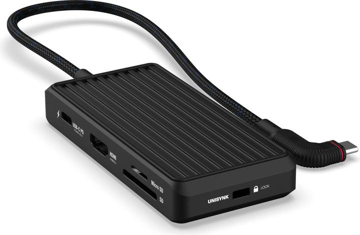 Produktbild Unisynk 8 Port USB-C Hub V2 4K 60Hz 100W Black (USB-C, 4 Ports)