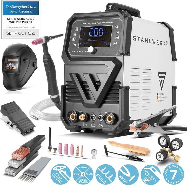 Actual product image Stahlwerk Shielding gas welder AC/DC TIG 200 Pulse Pro Digital Fully equipped