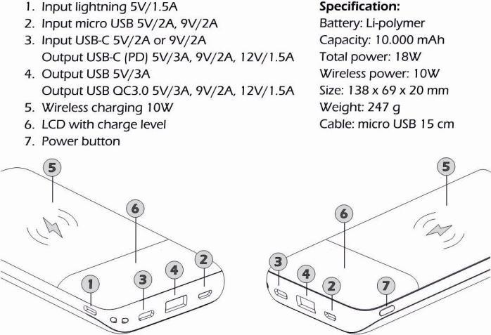 Produktbild Swissten All-In-One (10000 mAh, 10 W, 37 Wh)