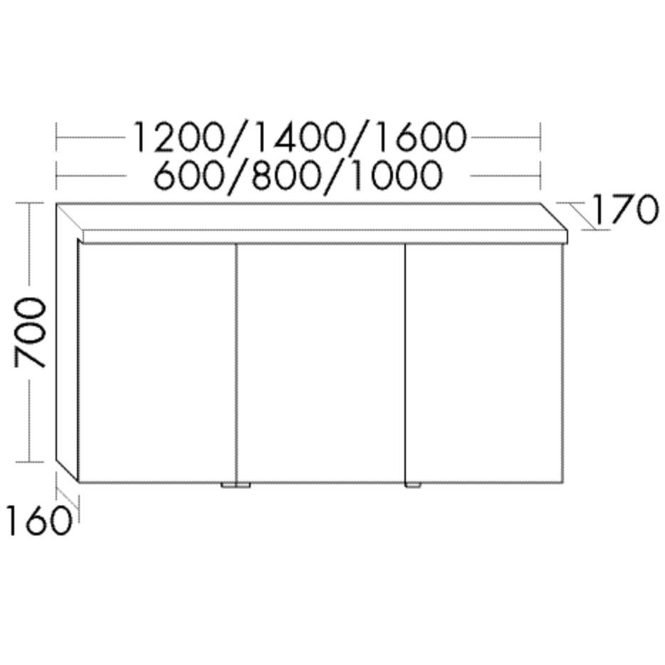 Thumbnail - burgbad, Spiegelschrank, Lin20 Spiegelschrank LED-Beleuchtung,2 Türen, 1000x700x170mm