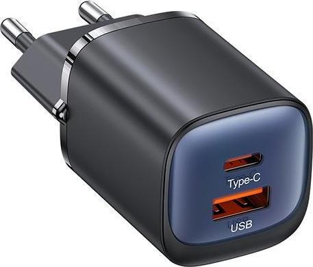 Actual product image Usams Ład. siec. CC254 30W GaN USB-C/USB-A Fast Charging HC Series czarny/black CC254TC01 (30 W)
