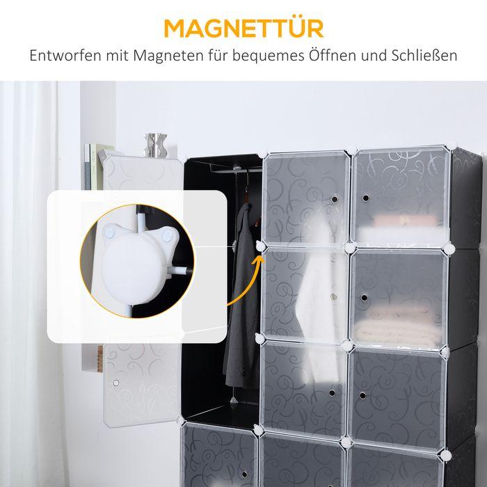 Actual product image Swisshandel24 DIY Kleiderschrank Regalsystem mit 2 grosse und 9 kleinen Würfeln Schwarz