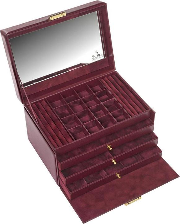 Sacher 77.301.010101 - Schmuckkasten Lena acuro bordeaux Leder