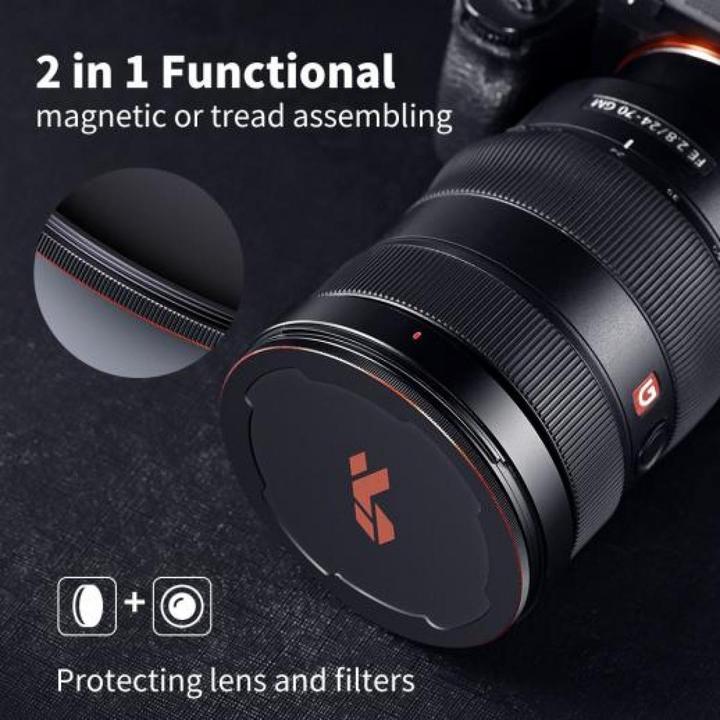 Produktbild K&F Concept 95mm Metal Cap, Black, Aluminium Alloy, Doulbe Function (95 mm)