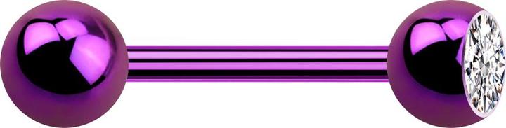 Actual product image Star Piercing Barbell violet with ball and ball crystal silver (without brass, Titanium)