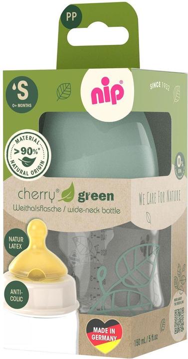 Produktbild NIP Babyflaschen PP-Flasche Cherry Green 150 ml + Latex-Trinksauger (150 ml)