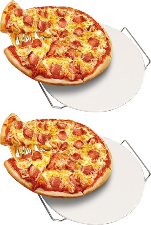 Produktbild Mojawo 2er Pizza Steinplatte Pizzaplatte Brotbackplatte Pizzateller Ø33cm