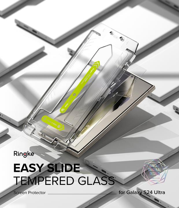 Actual product image Ringke Screen Protector for Galaxy S24 Ultra EASY SLIDE TEMPERED GLASS 2 pack, w installation Jig (2 pcs., Samsung Galaxy S24 Ultra)