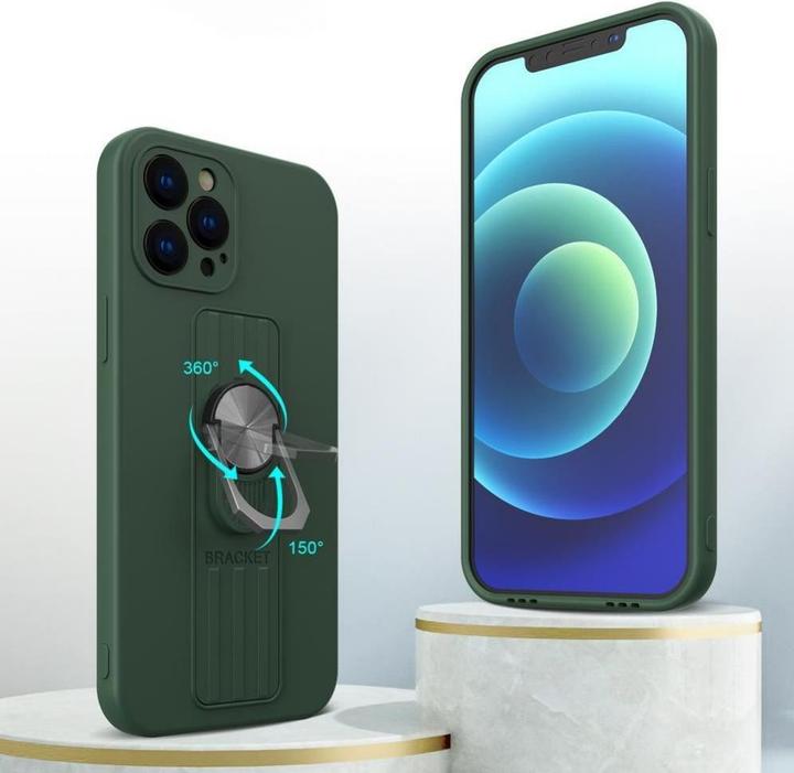 Produktbild Hurtel Ring Case Silikonhülle mit Fingergrip und Standfuss für Samsung Galaxy S22 Ultra schwarz (Samsung Galaxy S22 Ultra)