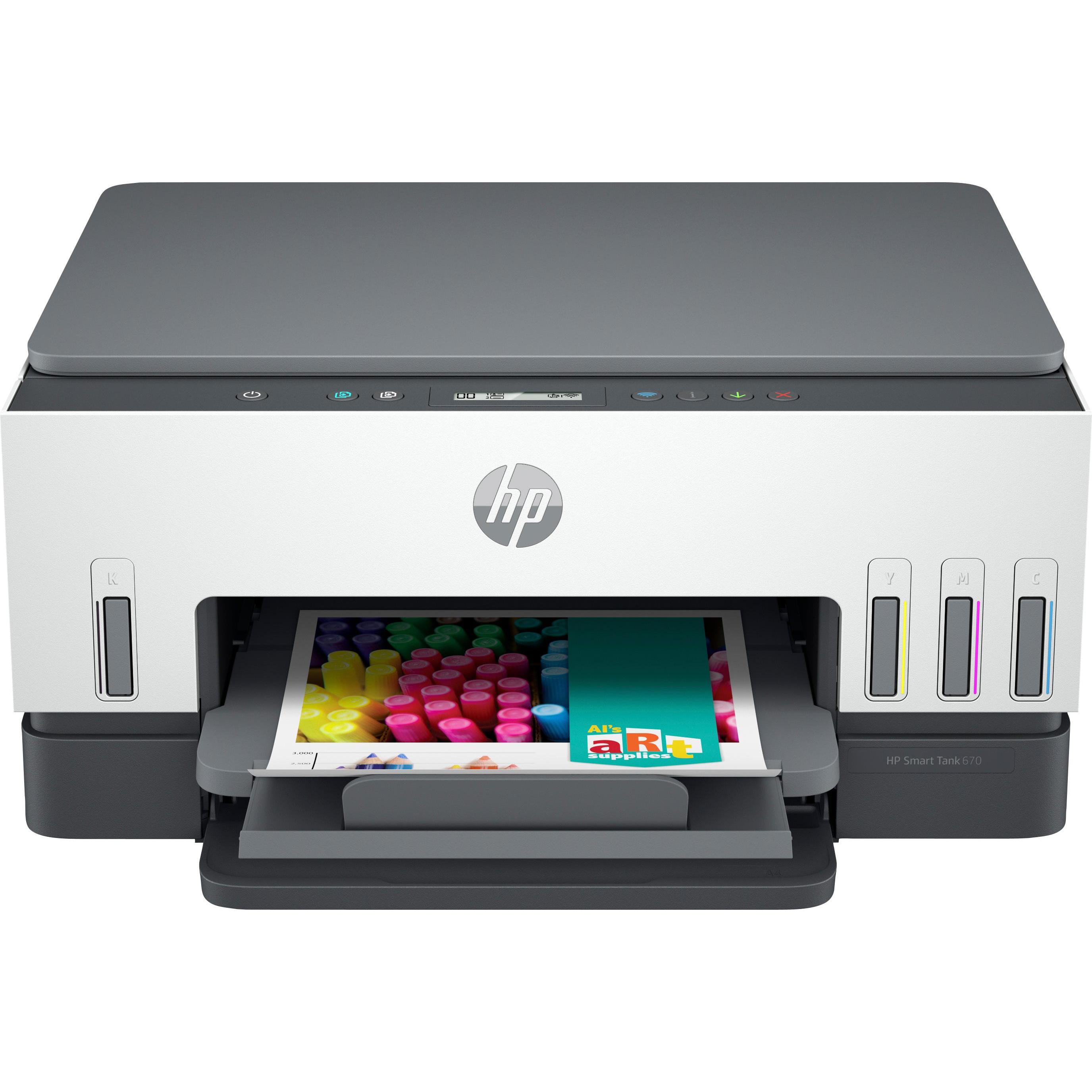 HP Smart Tank 670 Thermal Inkjet DPI pro Minute WLAN (Thermodirekt, Farbe), Drucker, Weiss, Grau