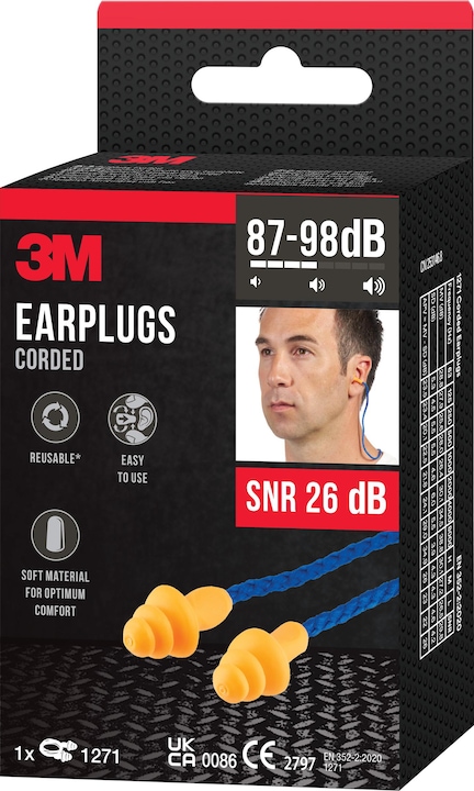 Actual product image 3M Hearing protection plugs with cord (1 x)