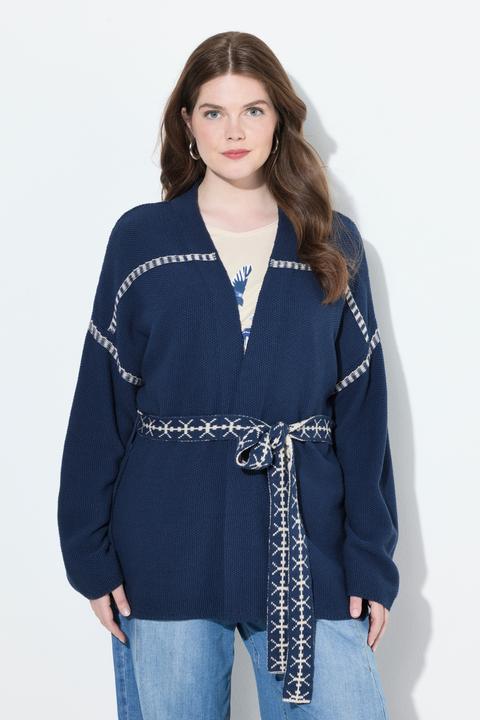 Actual product image Ulla Popken Textured Tie Belt Cardigan (58)