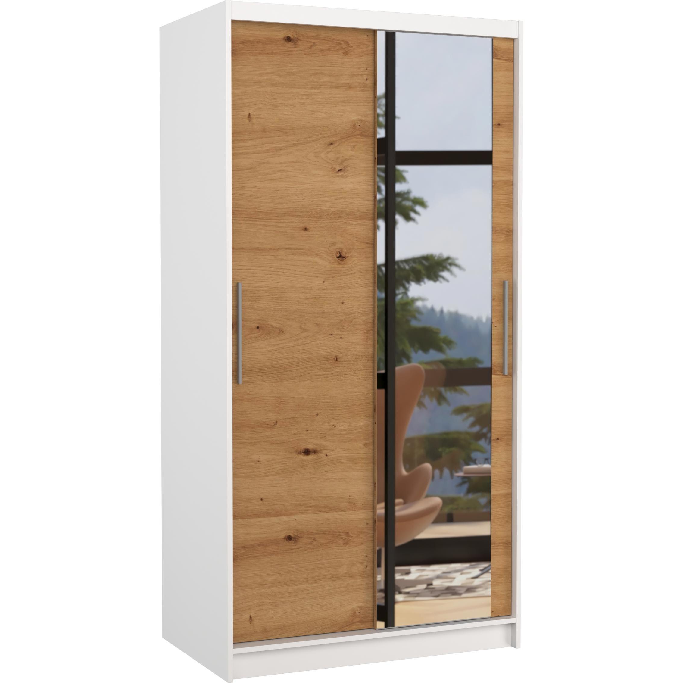 ADRK Furniture, Kleiderschrank, Verspiegelter Schiebeschrank BAROS 100