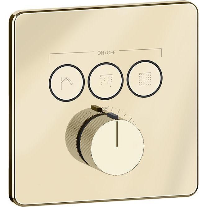 Gessi, Badarmatur, Hi-Fi Fertigmontageset Thermostat mit Tasten-Bedienung on/off. 3-Wege, Wandmontage