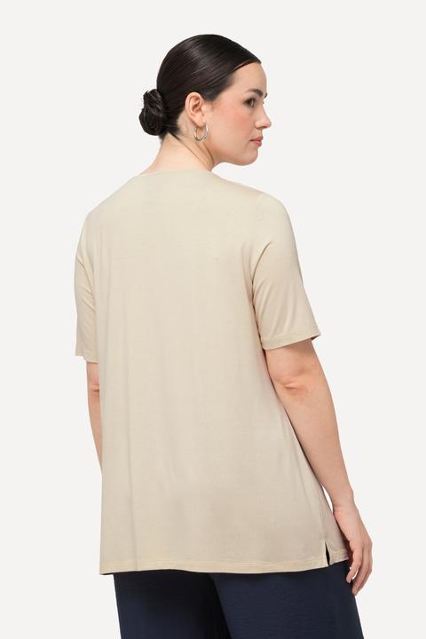 Produktbild Ulla Popken T-Shirt, Perlenstickerei, A-Linie, Rundhals, Halbarm (46, 48)