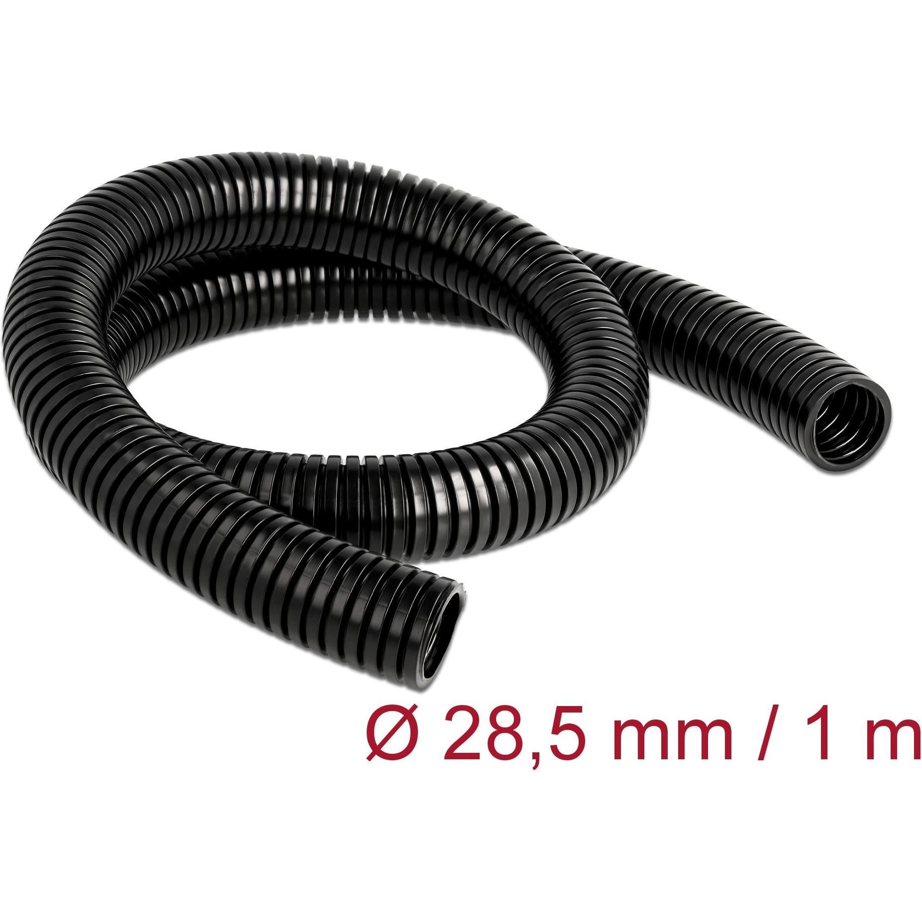 Delock, Kabelschutz + Kabelführung, Kabelschutzschlauch 1 m x 28,5 mm schwarz (Kabelschlauch, 1000 mm)